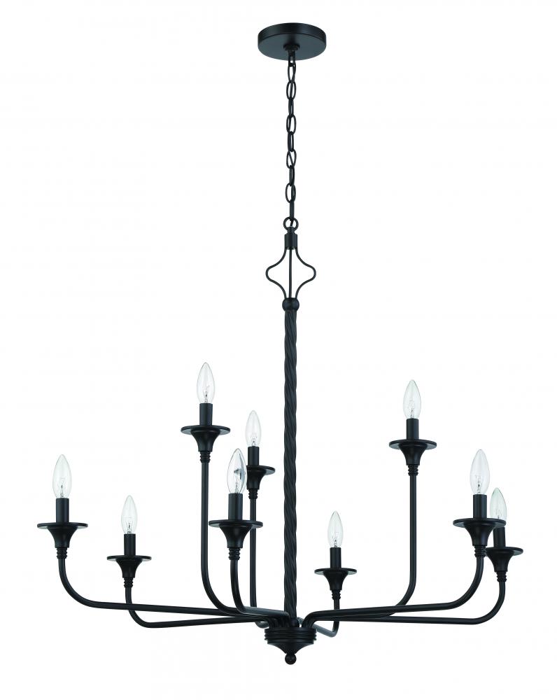 Jolenne 9 Light Two-Tier Chandelier in Flat Black