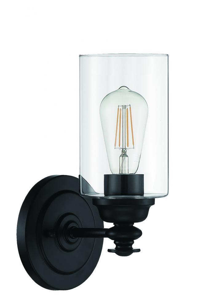 Dardyn 1 Light Wall Sconce in Flat Black (Clear Glass)