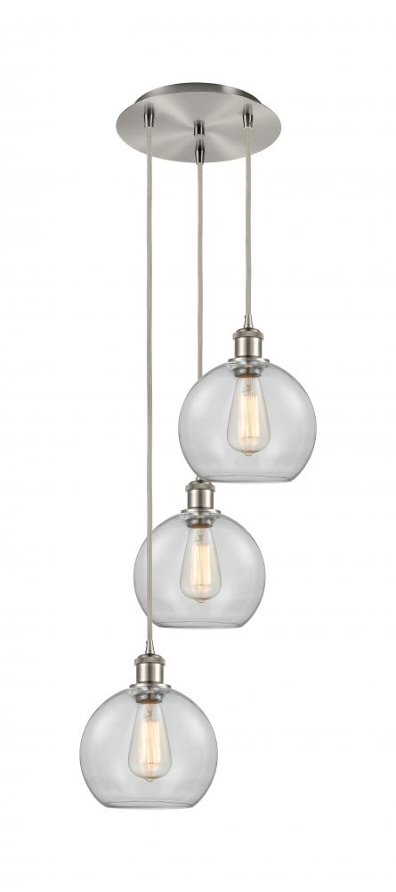 Athens - 3 Light - 15 inch - Brushed Satin Nickel - Cord Hung - Multi Pendant