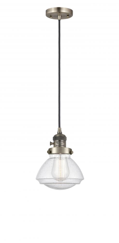 Olean - 1 Light - 7 inch - Antique Brass - Cord hung - Mini Pendant