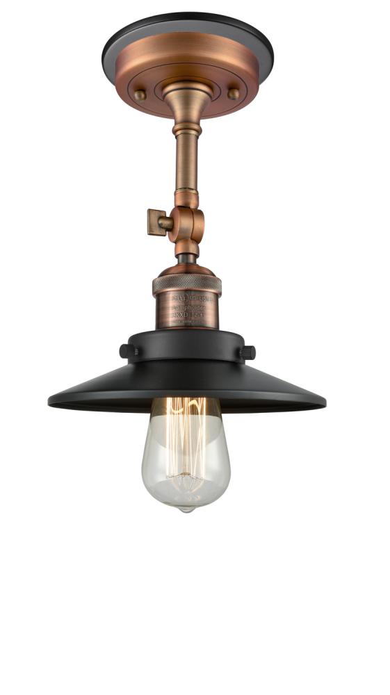 Railroad - 1 Light - 8 inch - Antique Copper - Semi-Flush Mount