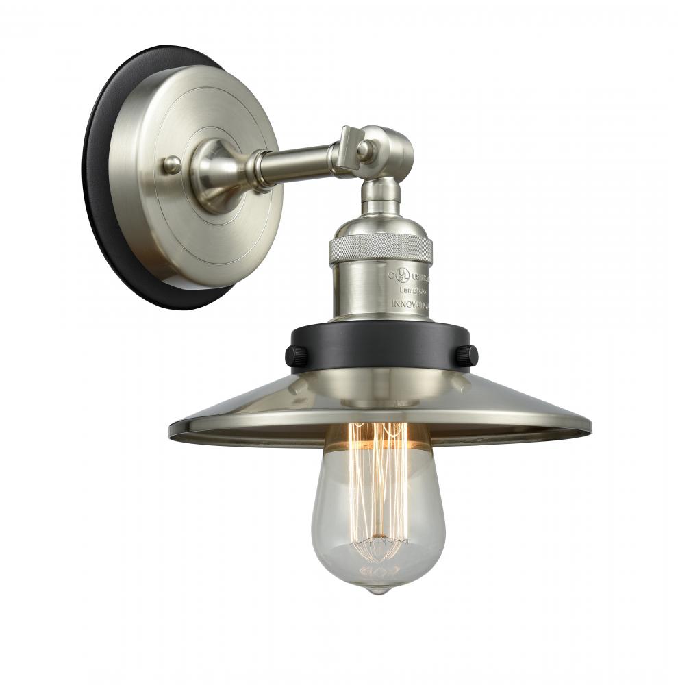 Railroad - 1 Light - 8 inch - Brushed Satin Nickel - Sconce