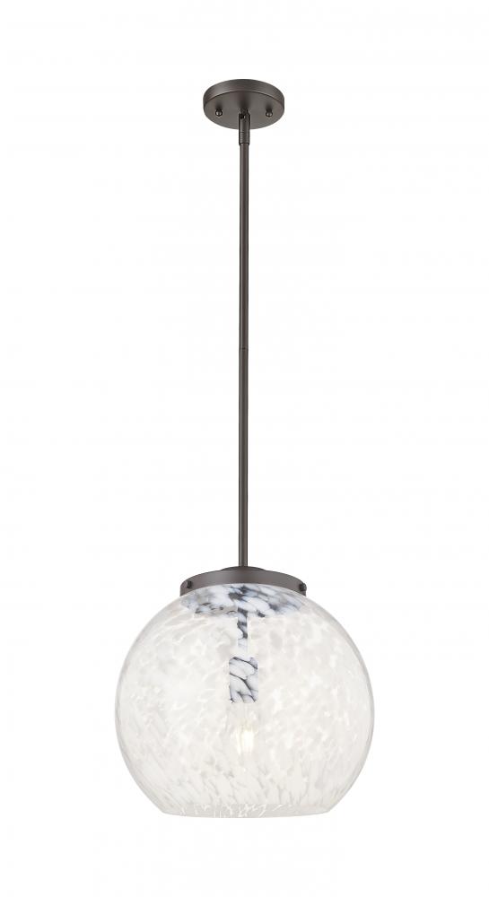 White Mouchette - 1 Light - 14 inch - Oil Rubbed Bronze - Stem Hung - Pendant