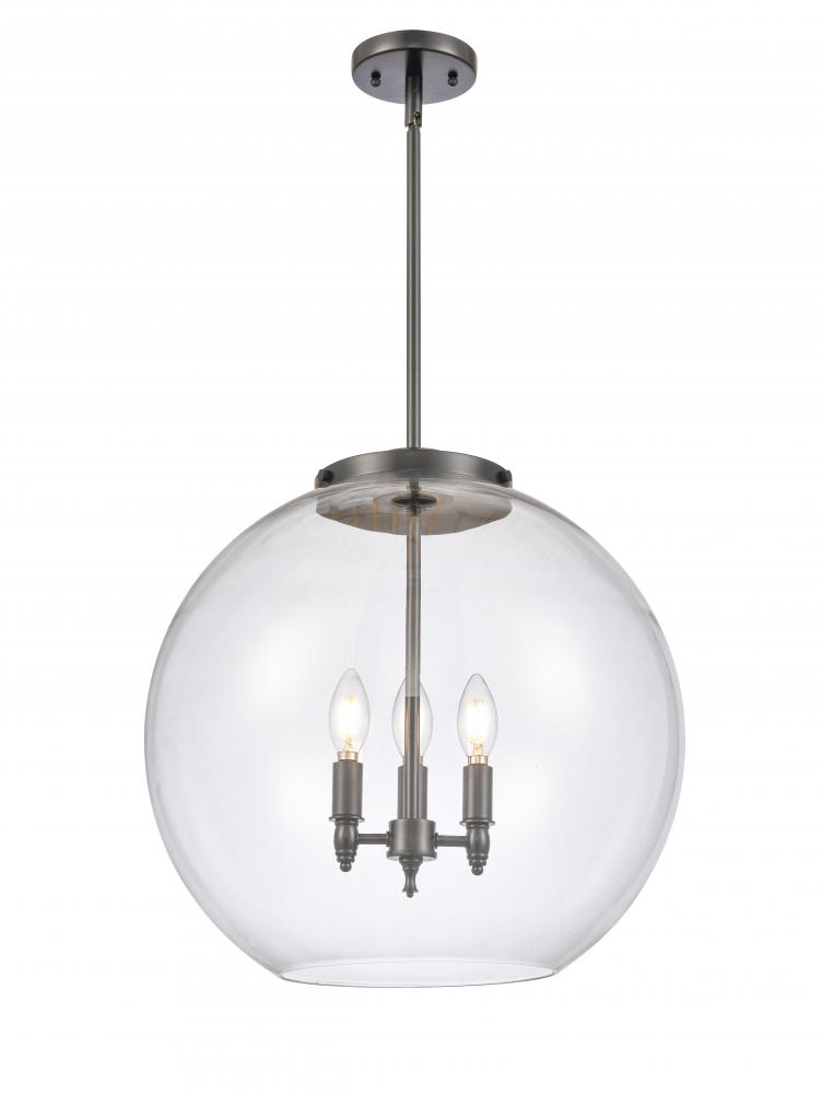 Athens - 3 Light - 18 inch - Matte Black - Cord hung - Pendant