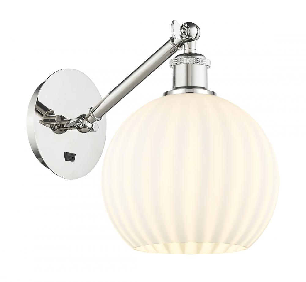 White Venetian - 1 Light - 8 inch - Polished Nickel - Sconce