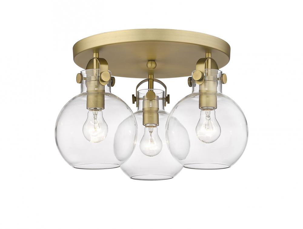 Newton Sphere - 3 Light - 18 inch - Brushed Brass - Flush Mount