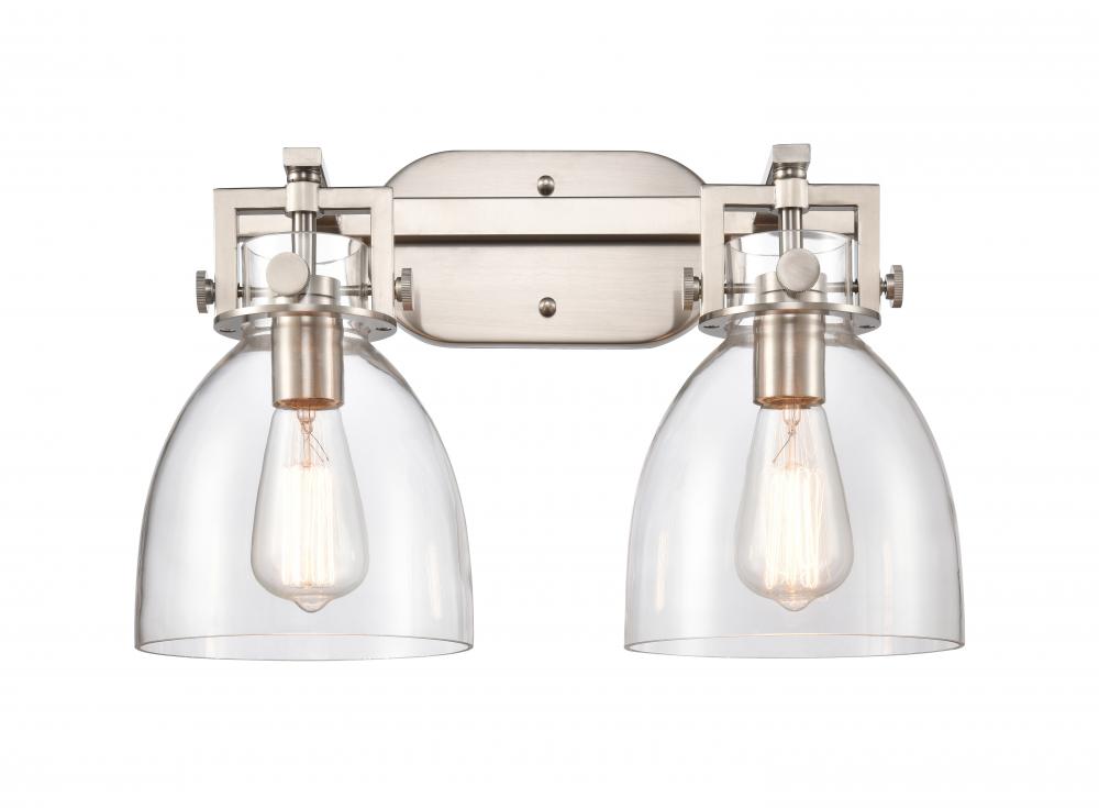 Newton Bell - 2 Light - 17 inch - Satin Nickel - Bath Vanity Light