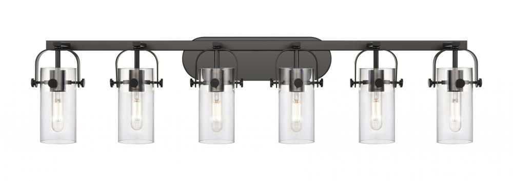 Pilaster II Cylinder - 6 Light - 44 inch - Matte Black - Bath Vanity Light