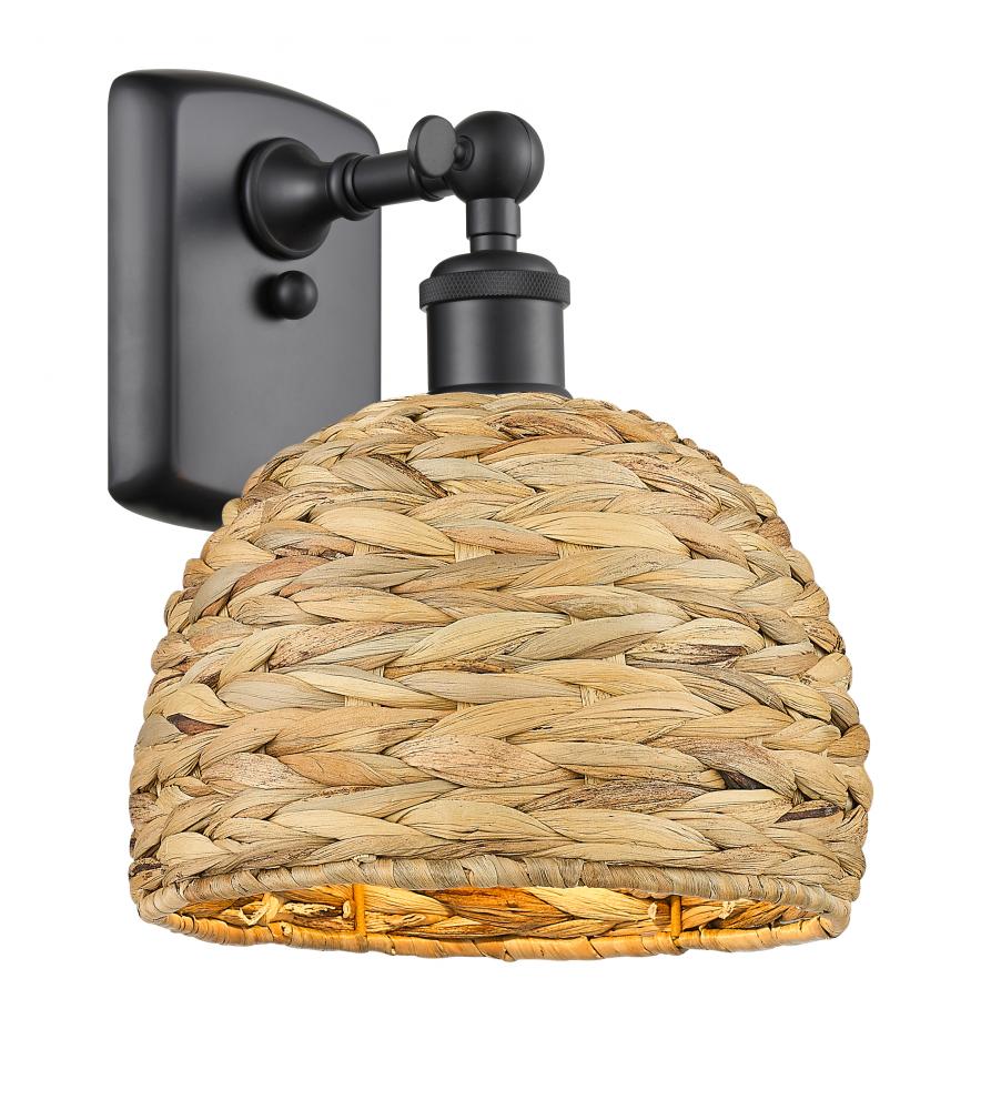 Woven Rattan - 1 Light - 8 inch - Matte Black - Sconce