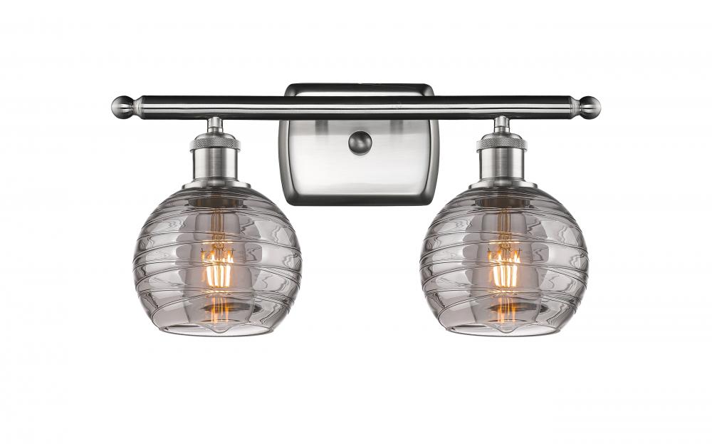 Athens Deco Swirl - 2 Light - 16 inch - Brushed Satin Nickel - Bath Vanity Light