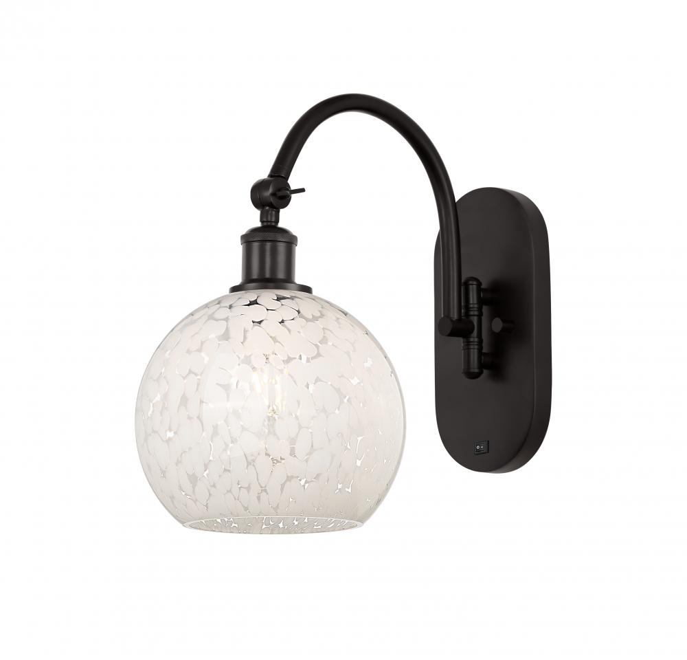 White Mouchette - 1 Light - 8 inch - Oil Rubbed Bronze - Sconce