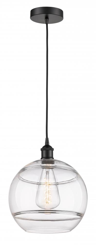 Rochester - 1 Light - 12 inch - Matte Black - Cord hung - Mini Pendant