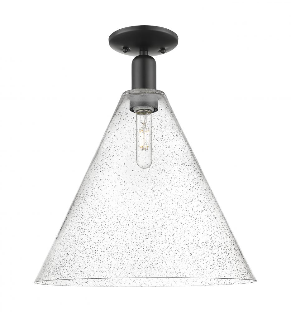 Berkshire Glass - 1 Light - 16 inch - Matte Black - Semi-Flush Mount