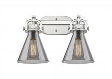 Innovations Lighting 410-2W-SN-G411-7SM - Newton Cone - 2 Light - 17 inch - Satin Nickel - Bath Vanity Light