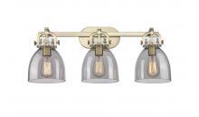 Innovations Lighting 410-3W-BB-G412-7SM - Newton Bell - 3 Light - 27 inch - Brushed Brass - Bath Vanity Light