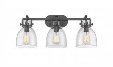 Innovations Lighting 410-3W-BK-G412-7SDY - Newton Bell - 3 Light - 27 inch - Matte Black - Bath Vanity Light