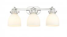 Innovations Lighting 410-3W-PN-G412-7WH - Newton Bell - 3 Light - 27 inch - Polished Nickel - Bath Vanity Light