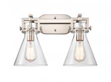 Innovations Lighting 411-2W-SN-G411-7CL - Newton Cone - 2 Light - 17 inch - Satin Nickel - Bath Vanity Light