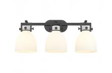 Innovations Lighting 411-3W-BK-G412-7WH - Newton Bell - 3 Light - 27 inch - Matte Black - Bath Vanity Light