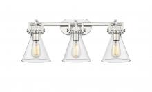 Innovations Lighting 411-3W-PN-G411-7CL - Newton Cone - 3 Light - 27 inch - Polished Nickel - Bath Vanity Light