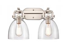 Innovations Lighting 412-2W-SN-7CL - Newton Bell - 2 Light - 17 inch - Brushed Satin Nickel - Bath Vanity Light