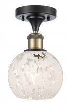 Innovations Lighting 516-1C-BAB-G1216-6WM - White Mouchette - 1 Light - 6 inch - Black Antique Brass - Semi-Flush Mount