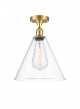 Innovations Lighting 516-1C-SG-GBC-122 - Berkshire - 1 Light - 12 inch - Satin Gold - Semi-Flush Mount