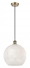 Innovations Lighting 516-1P-AB-G1216-12WM - White Mouchette - 1 Light - 12 inch - Antique Brass - Cord Hung - Mini Pendant