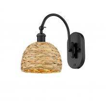 Innovations Lighting 518-1W-BK-RBD-8-NAT - Woven Rattan - 1 Light - 8 inch - Matte Black - Sconce