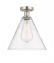 Innovations Lighting 616-1F-SN-GBC-122 - Berkshire - 1 Light - 12 inch - Brushed Satin Nickel - Semi-Flush Mount