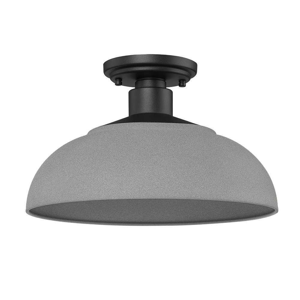 Levitt Semi-Flush - Outdoor in Natural Black with Natural Gray Shade