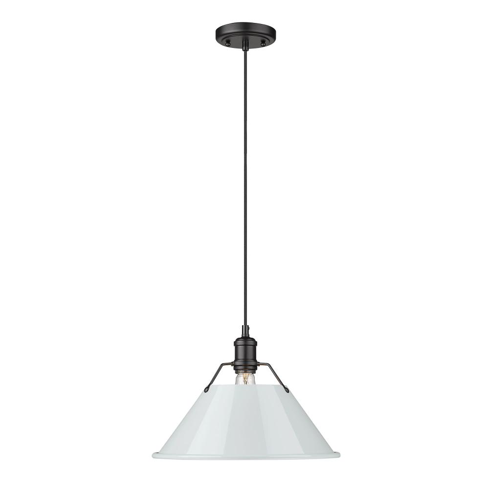 Orwell BLK Large Pendant - 14&#34; in Matte Black with Dusky Blue shade