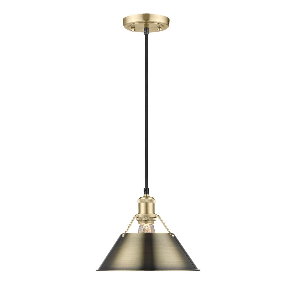 Orwell BCB Medium Pendant - 10&#34; in Brushed Champagne Bronze with Aged Brass shade