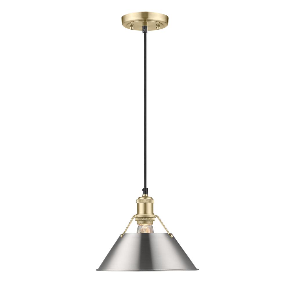 Orwell BCB Medium Pendant - 10&#34; in Brushed Champagne Bronze with Pewter shade