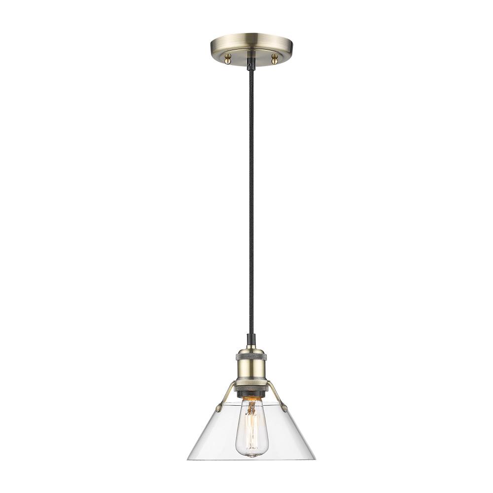 Orwell AB Small Pendant - 7&#34; in Aged Brass with Clear Glass