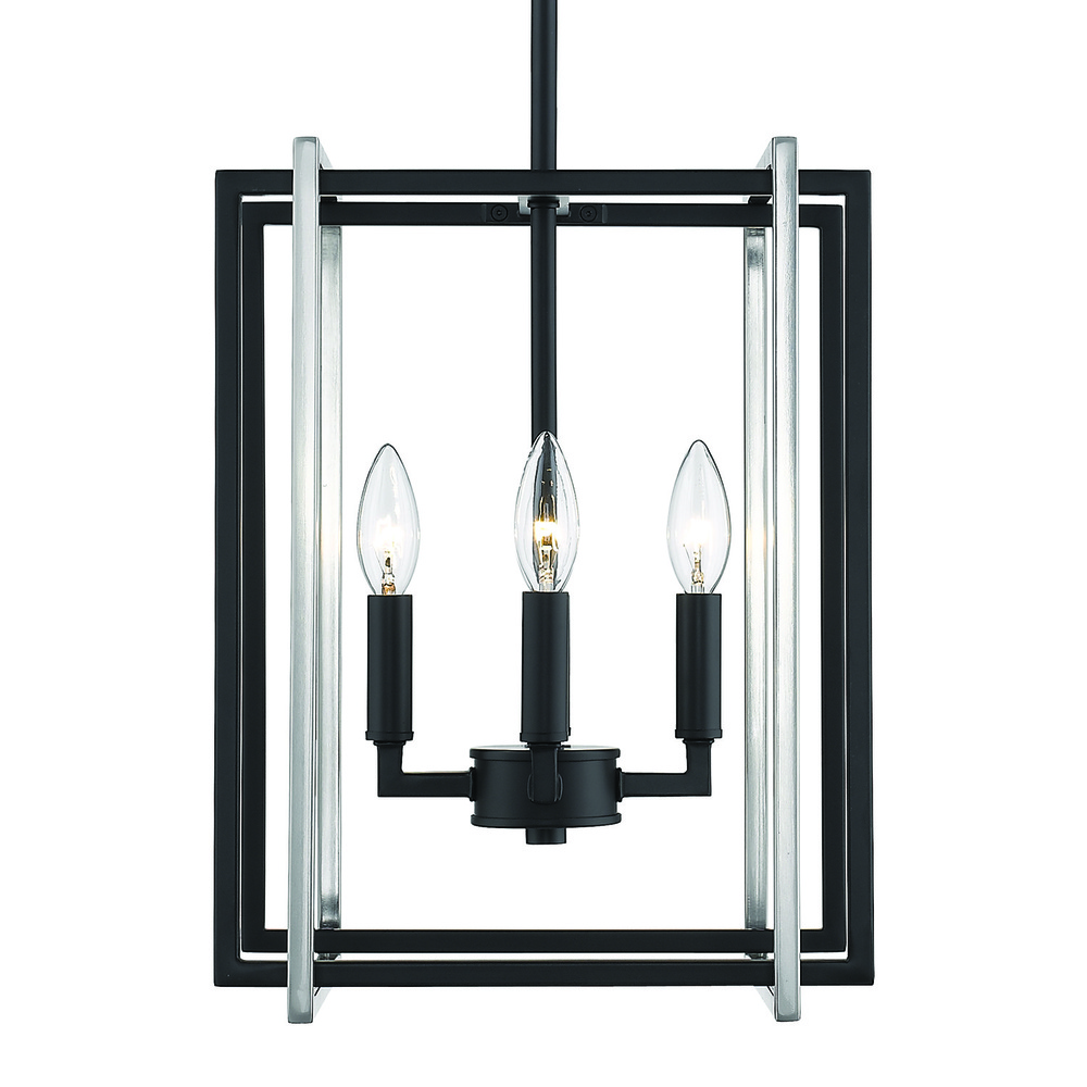 Tribeca 4-Light Chandelier in Matte Black with Pewter Accents