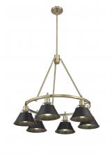 Golden 3306-6 AB-BLK - Orwell AB 6 Light Chandelier in Aged Brass with Matte Black shades