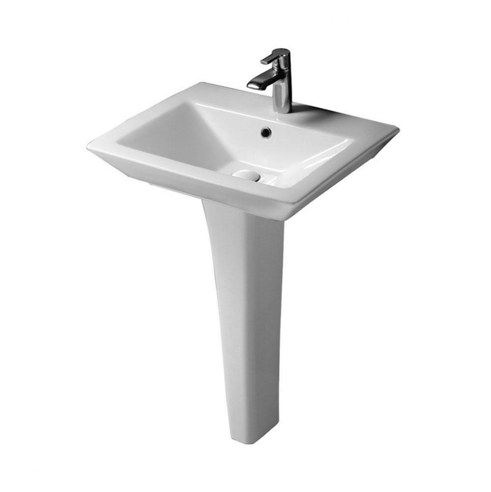 Opulence 23&apos;&apos; Ped Lav, Rect.Bowl 1-hole, White