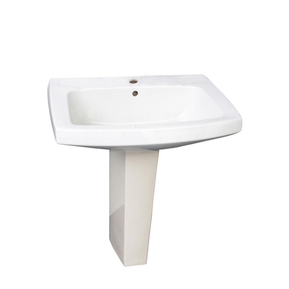 Galaxy 28&apos;&apos; Ped Lav - White 1 Faucet Hole