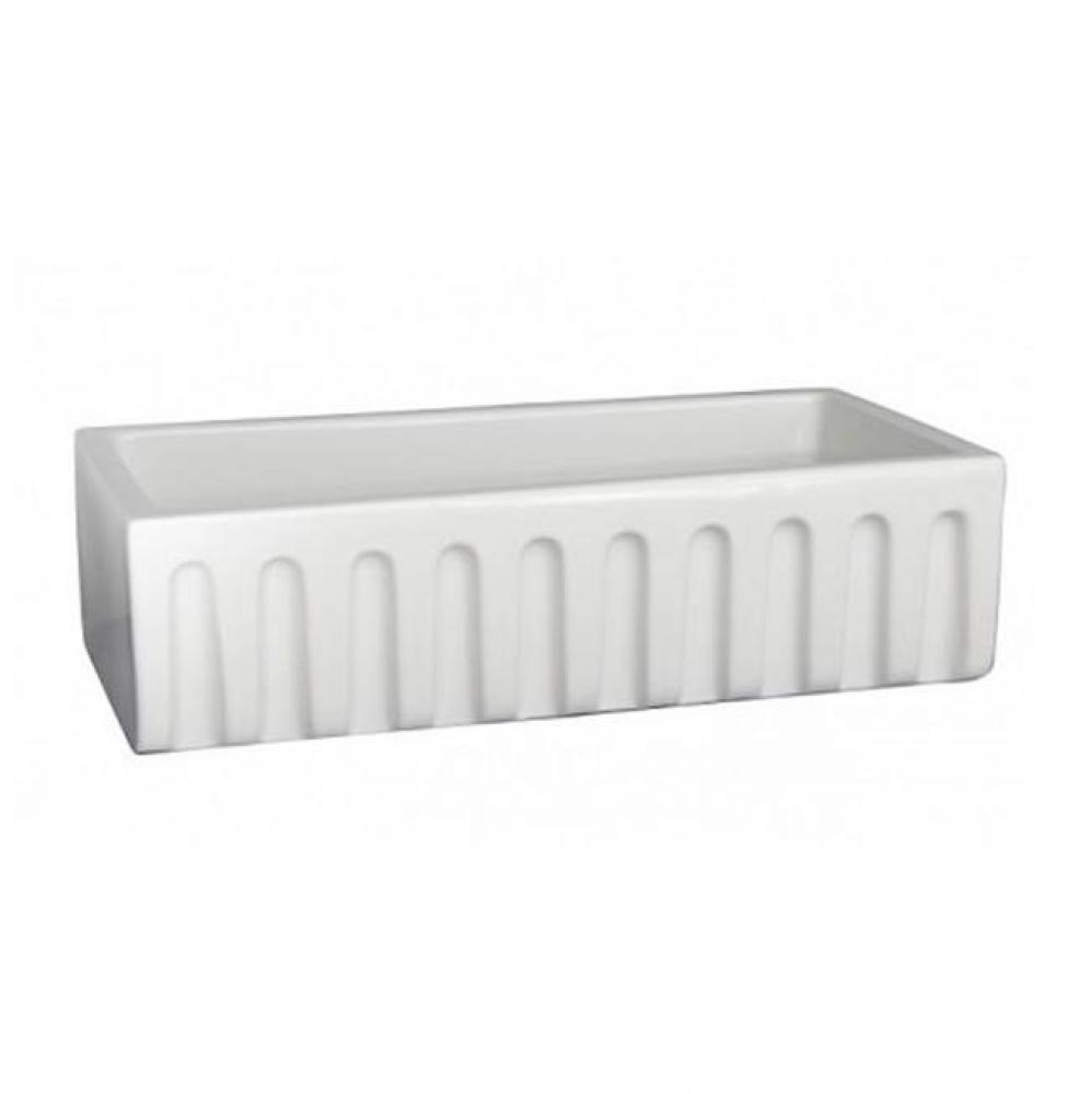 Hillary 36&apos;&apos; Single Bowl Farmer Sink, Fluted Front, White