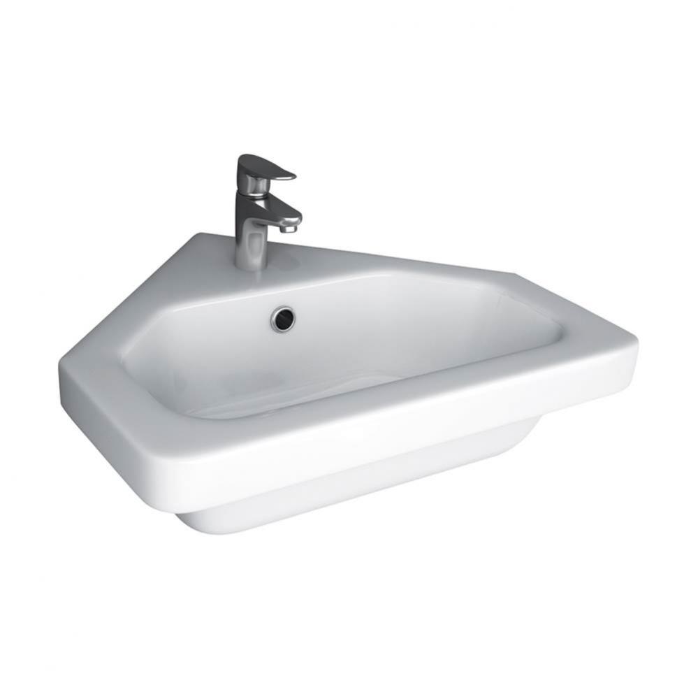 Resort Corner Wall Hung Basin1-Hole, White