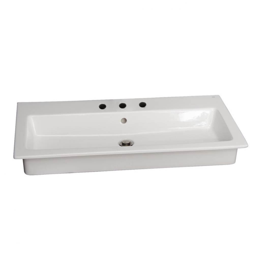 Harmony 47&apos;&apos; Drop-in wash basin8&apos;&apos; Widespread, White