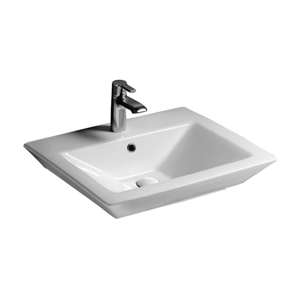 Opulence 23&apos;&apos; Wall-Hung Basin,White, Rect. Bowl, 1-hole