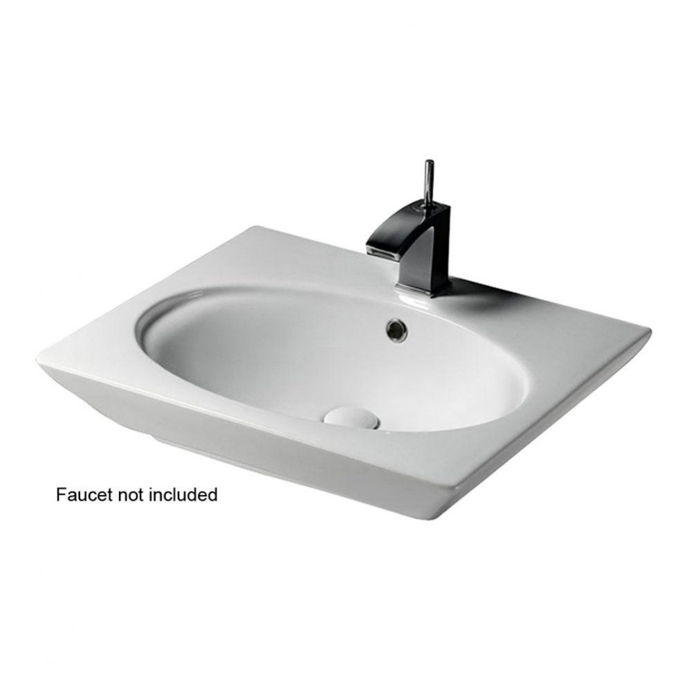 Opulence Wall-Hung Basin,White, Oval Bowl, 1-hole