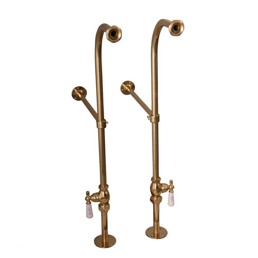 Freestanding Bath Supplies w/Stops, Porc Hdles, Pol Brass