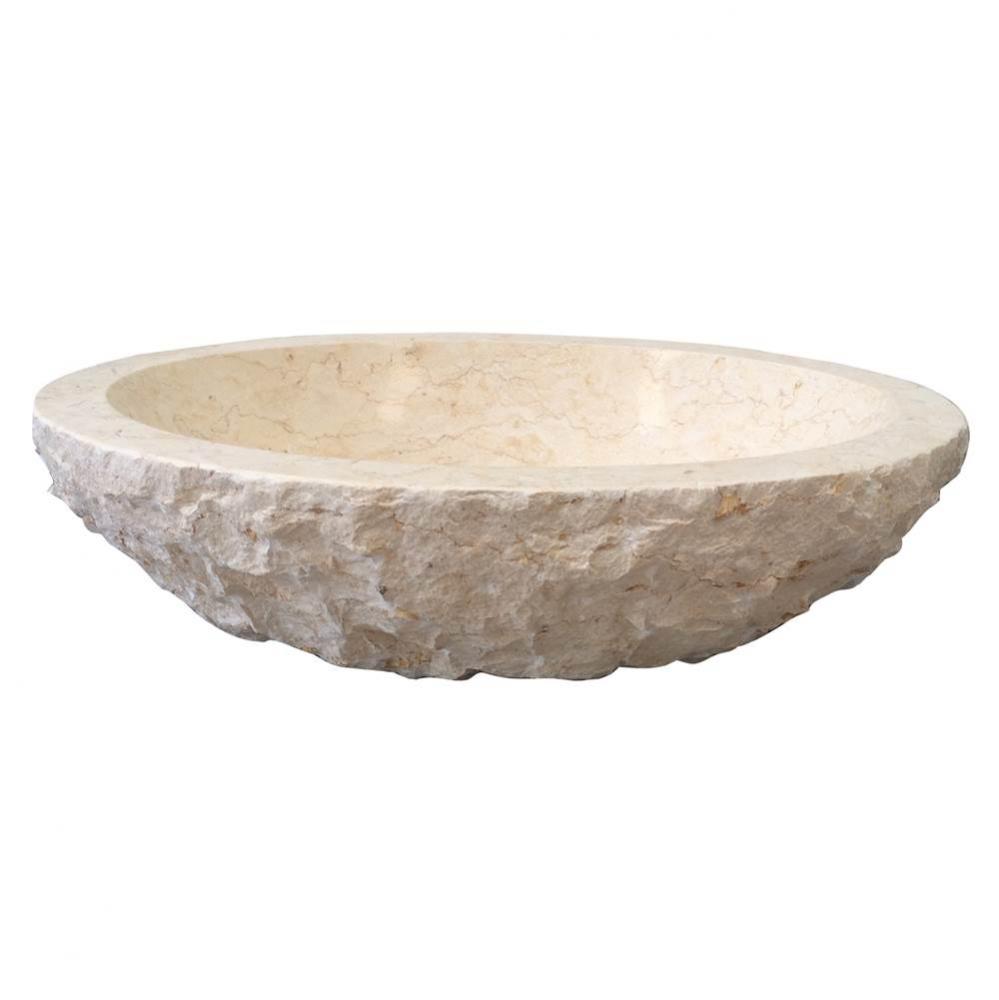 Bonette Oval Chiseled MarbleVessel, Egyptian Cream