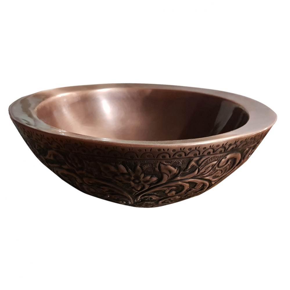 Akola 16&apos;&apos; Round EmbossedCopper Vessel