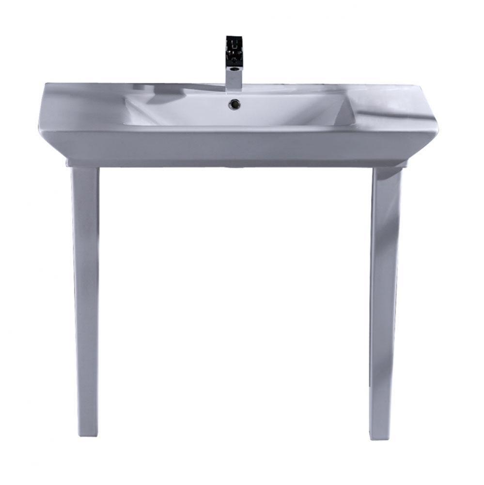 Opulence Console 39-1/2&apos;&apos;, Rect Bowl, 1-hole, White