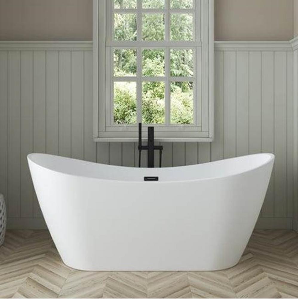 Nairobi 67&apos;&apos;AC Tub Matte White W/Internal Drain &amp; OF Matte WH