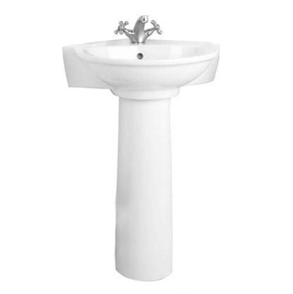 Evolution Corner Pedestal Lavatory, 4&apos;&apos; CS, White